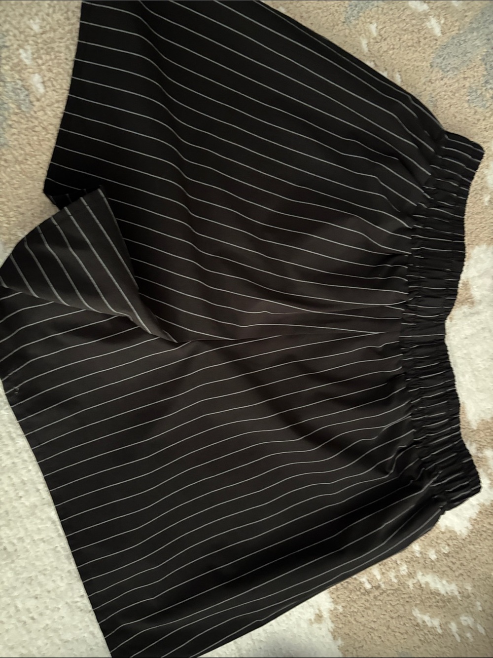 ALO Yoga Black Pinstripe Elastic Waist Shorts - Picture 2 of 3